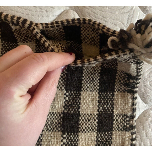 Plaid Checkerboard Pillow Cover Sham Textured Tweed Brown Beige Vintage MCM 70s - Picture 5 of 8